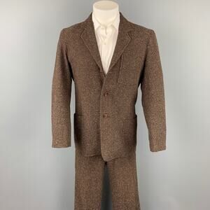LAT NAYLOR Size S Brown Heather Polyester Blend Notch Lapel Suit